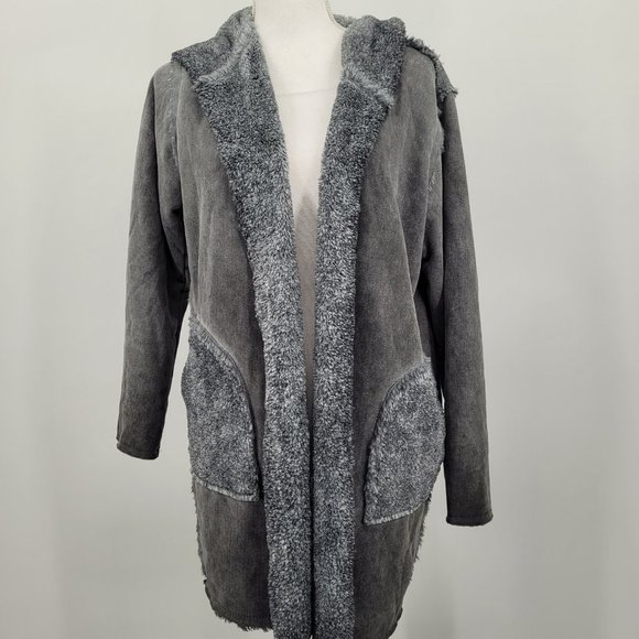 Twenty5A Jackets & Blazers - Twenty5A Gray Faux Suede Fur Lined Coat - Made in Italy